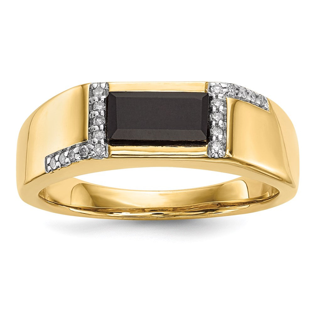 14k gold w onyx real diamond mens ring y13809aa