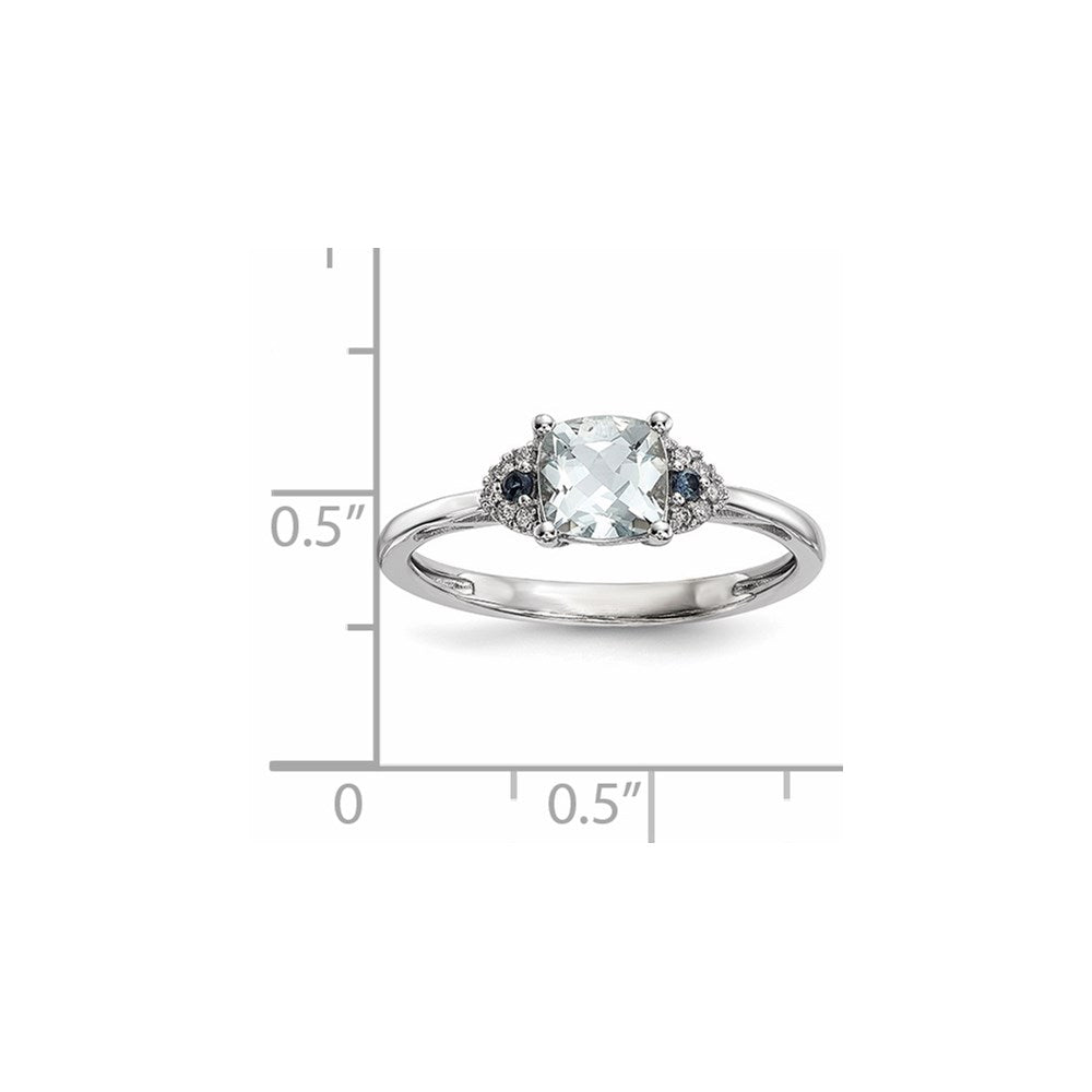14k White Gold w/ Aquamarine /Blue Sapphire & Dia. Ring