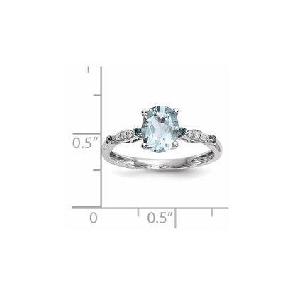 14k White Gold w/ Aquamarine /Blue Sapphire & Dia. Ring