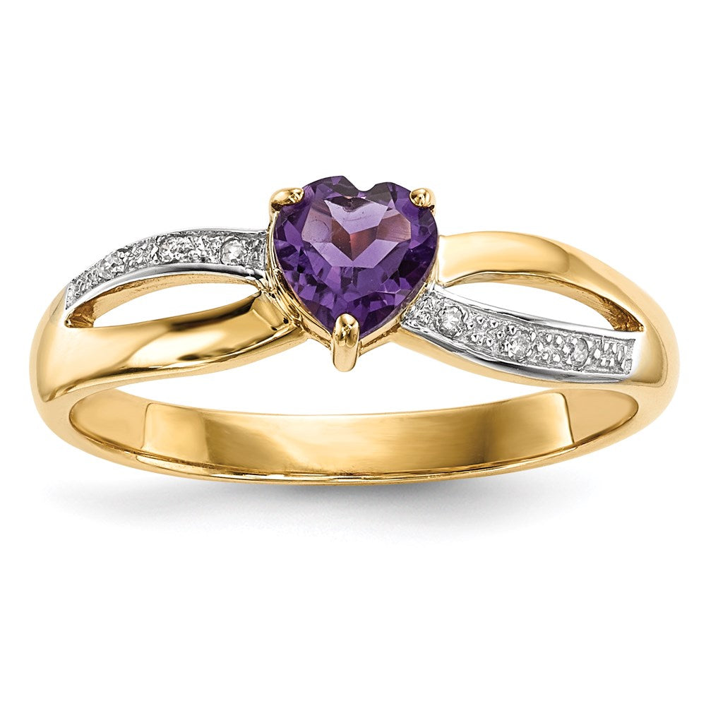 14k gold w real diamond amethyst polished ring y13834am a
