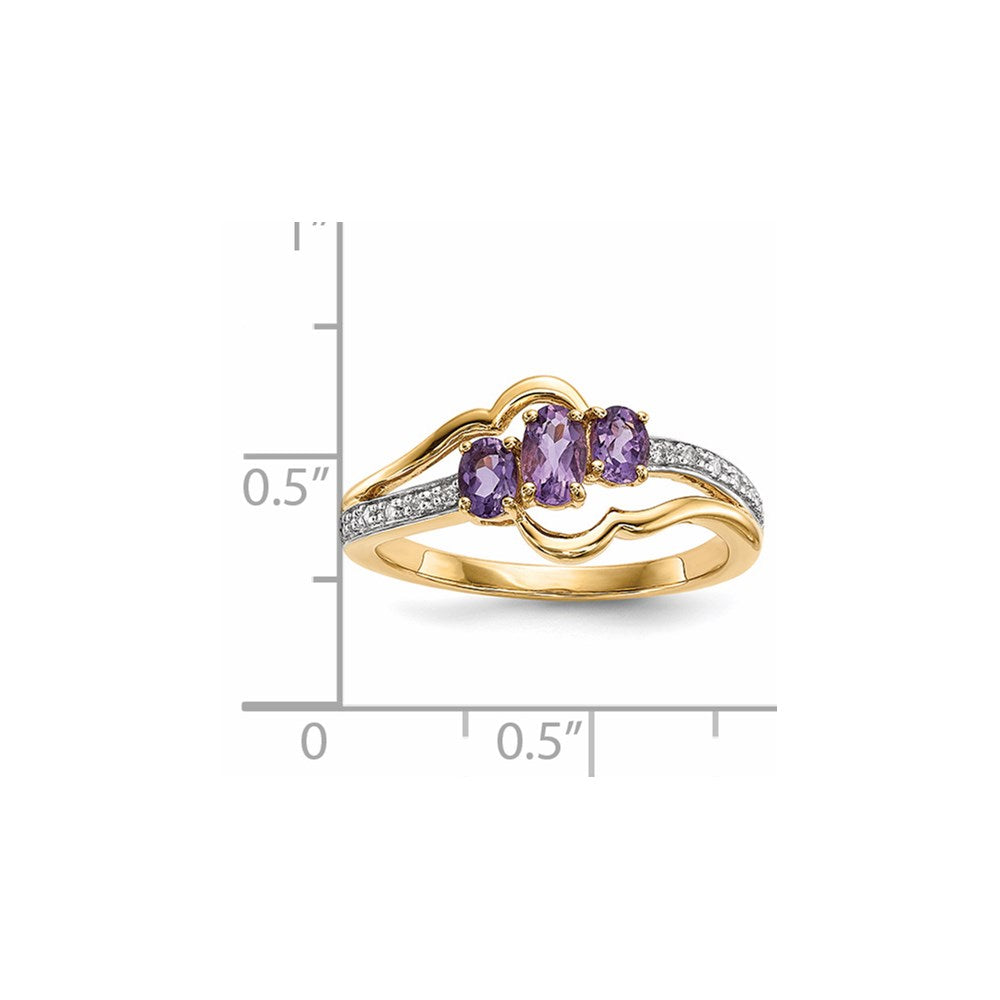 14k gold w amethyst real diamond polished ring y13836am aa