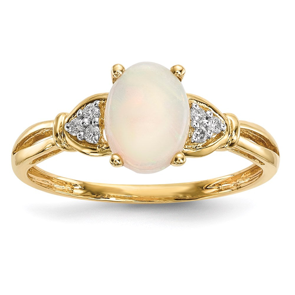 14k yellow gold polished australian opal and real diamond ring y13858op aa