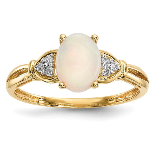 14k yellow gold polished australian opal and real diamond ring y13858op aa