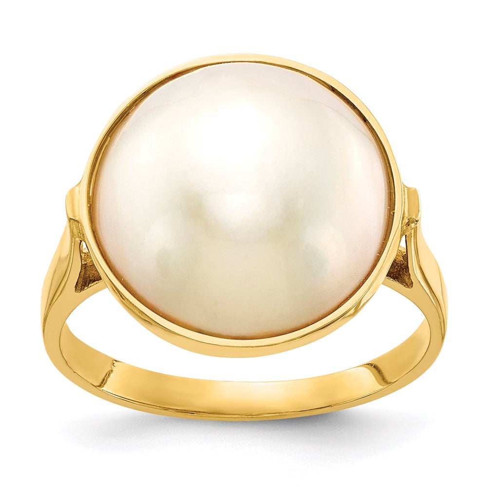 14k yellow gold 13 14mm saltwater cultured mabe pearl ring y13943pl