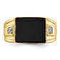 Solid 14k Yellow Gold Men's Simulated Onyx and CZ Ring