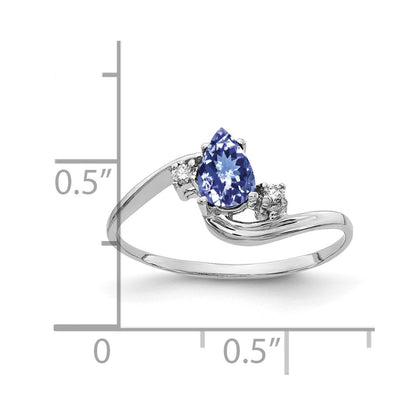 14k White Gold 6x4mm Pear Tanzanite VS Diamond ring