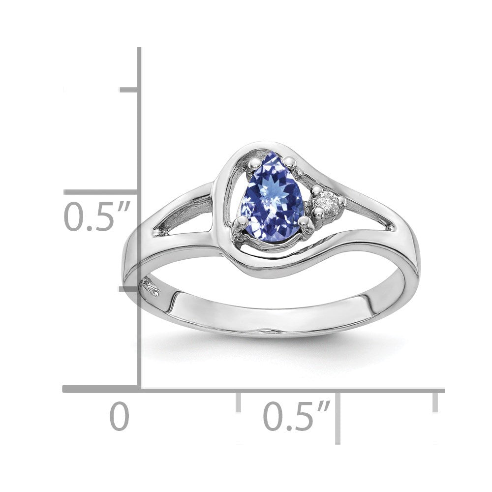 14k White Gold 6x4mm Pear Tanzanite VS Diamond ring