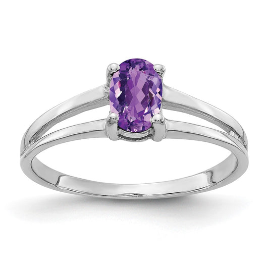 14k White Gold 6x4mm Oval Amethyst ring