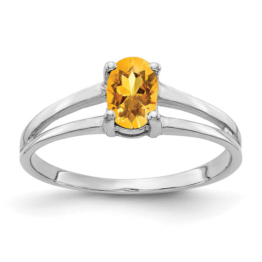 14k white gold 6x4mm oval citrine checker ring y2074cc