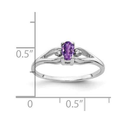 14k White Gold 5x3mm Oval Amethyst A Real Diamond ring