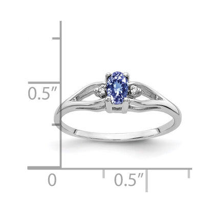 14k White Gold 5x3mm Oval Tanzanite A Diamond ring