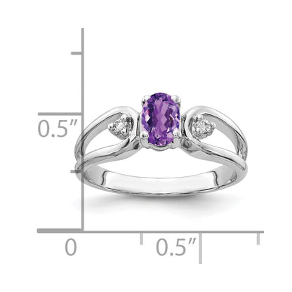14k White Gold 6x4mm Oval Amethyst A Real Diamond ring