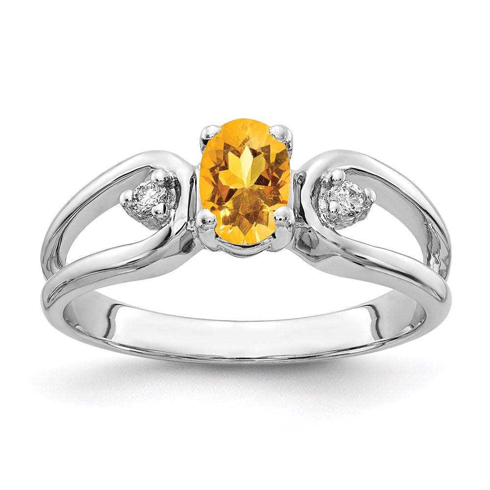 14k white gold 6x4mm oval citrine checker a real diamond ring y2082cc a
