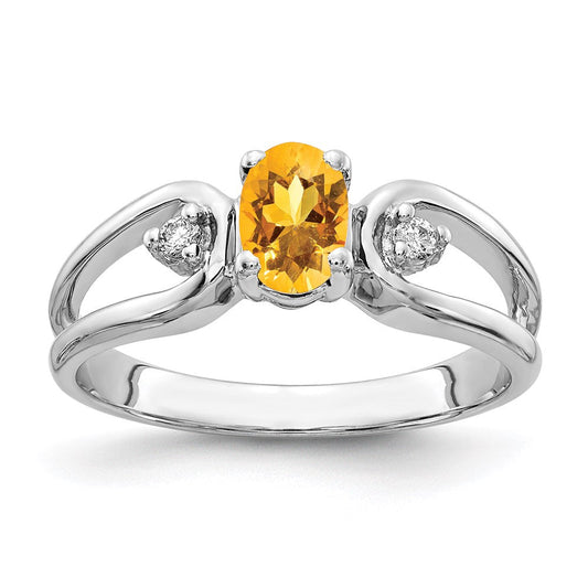 14k white gold 6x4mm oval citrine checker a real diamond ring y2082cc a