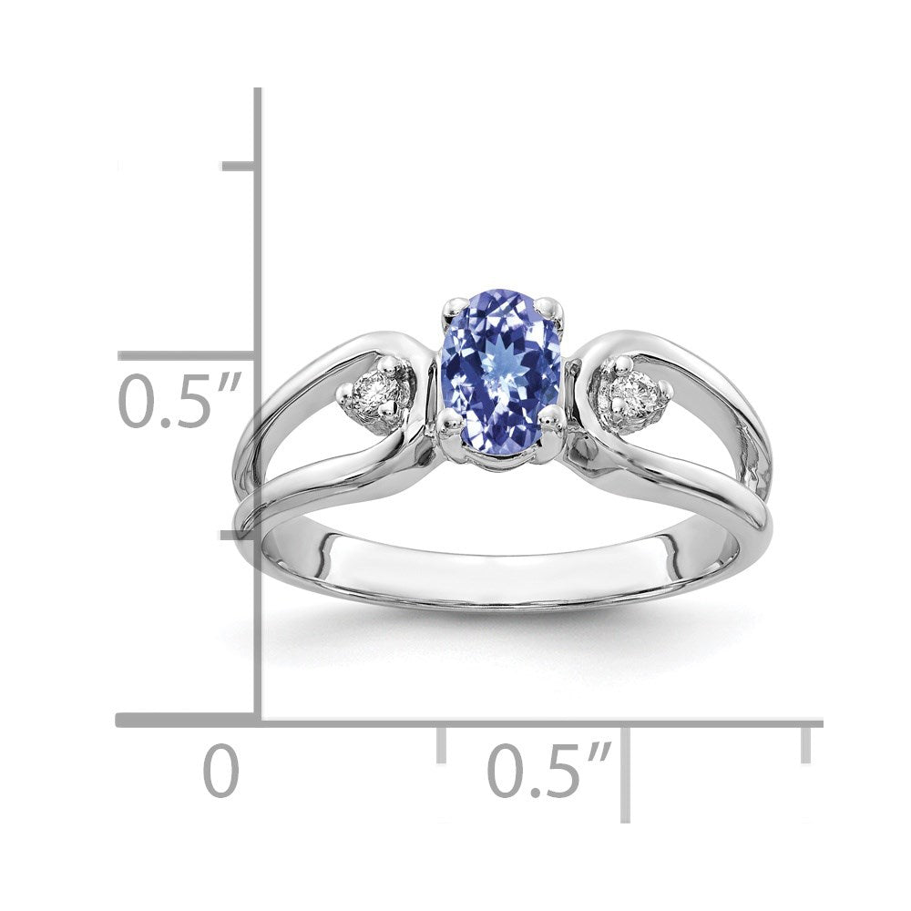 14k White Gold 6x4mm Oval Tanzanite VS Diamond ring