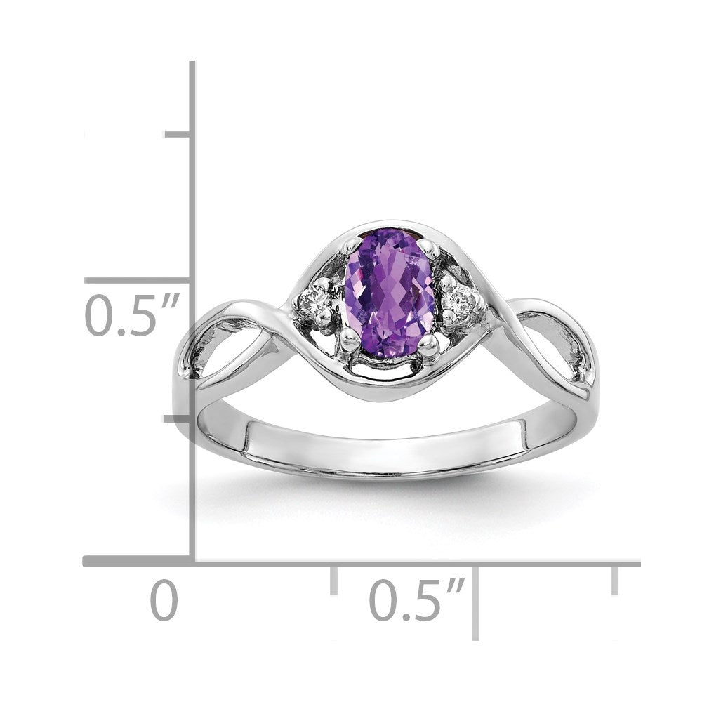 14k White Gold 6x4mm Oval Amethyst A Real Diamond ring