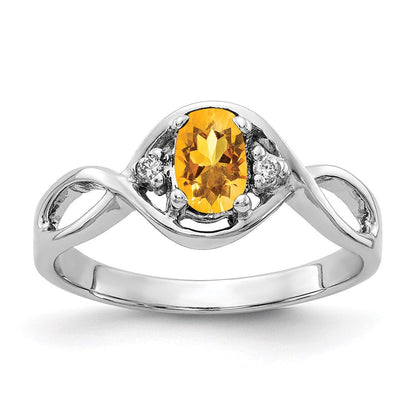 14k white gold 6x4mm oval citrine checker a real diamond ring y2086cc a