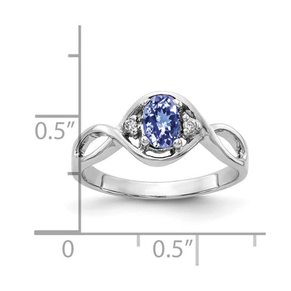 14k White Gold 6x4mm Oval Tanzanite VS Diamond ring