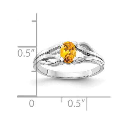 14k white gold 6x4mm oval citrine checker ring y2097cc