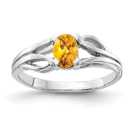 14k white gold 6x4mm oval citrine checker ring y2097cc
