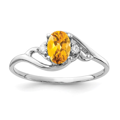 14k White Gold 6x4mm Oval Citrine Checker A Real Diamond ring