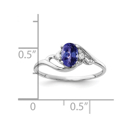 14k White Gold 6x4mm Oval Tanzanite VS Diamond ring