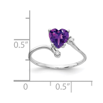 14k White Gold 6mm Heart Amethyst A Real Diamond ring