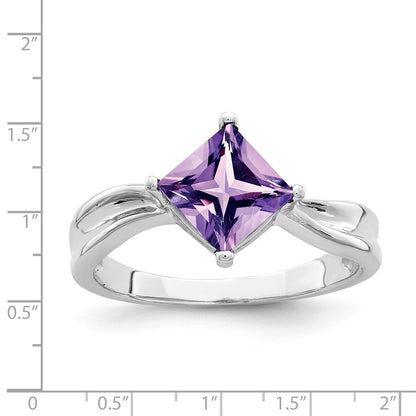 14k white gold 6mm princess cut amethyst ring y2262am