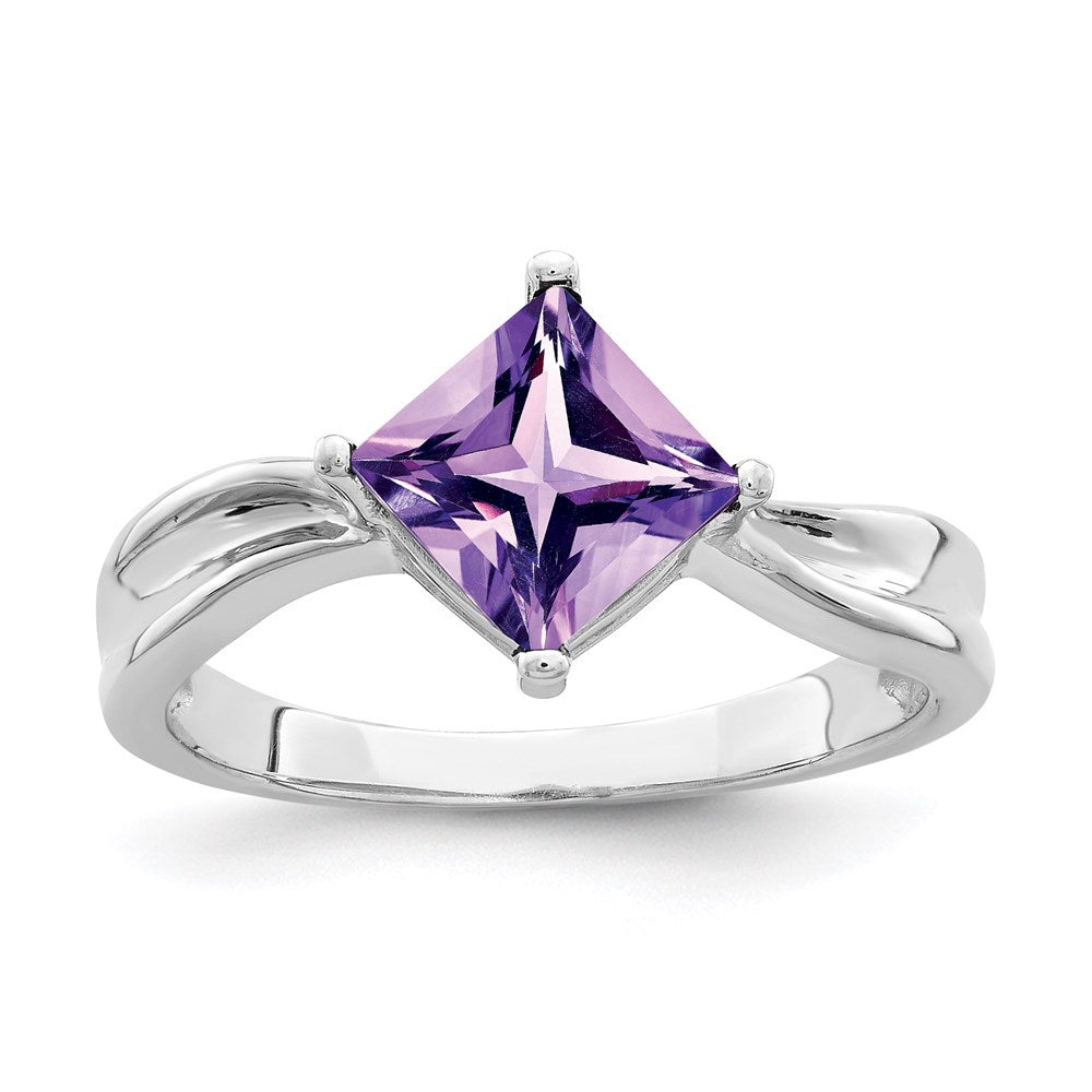 14k white gold 6mm princess cut amethyst ring y2262am