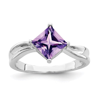 14k white gold 6mm princess cut amethyst ring y2262am