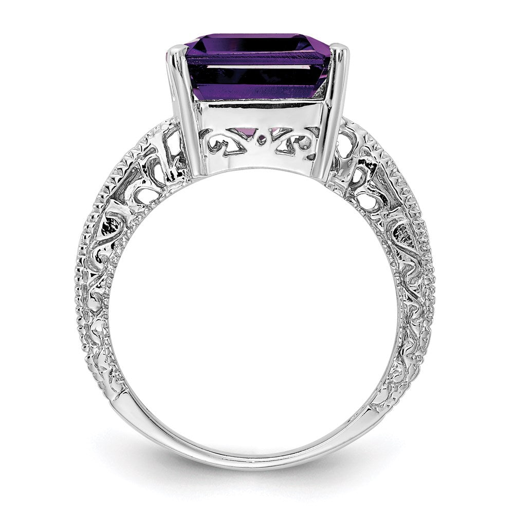 14k white gold 12x10mm emerald cut amethyst a real diamond ring y2270am a