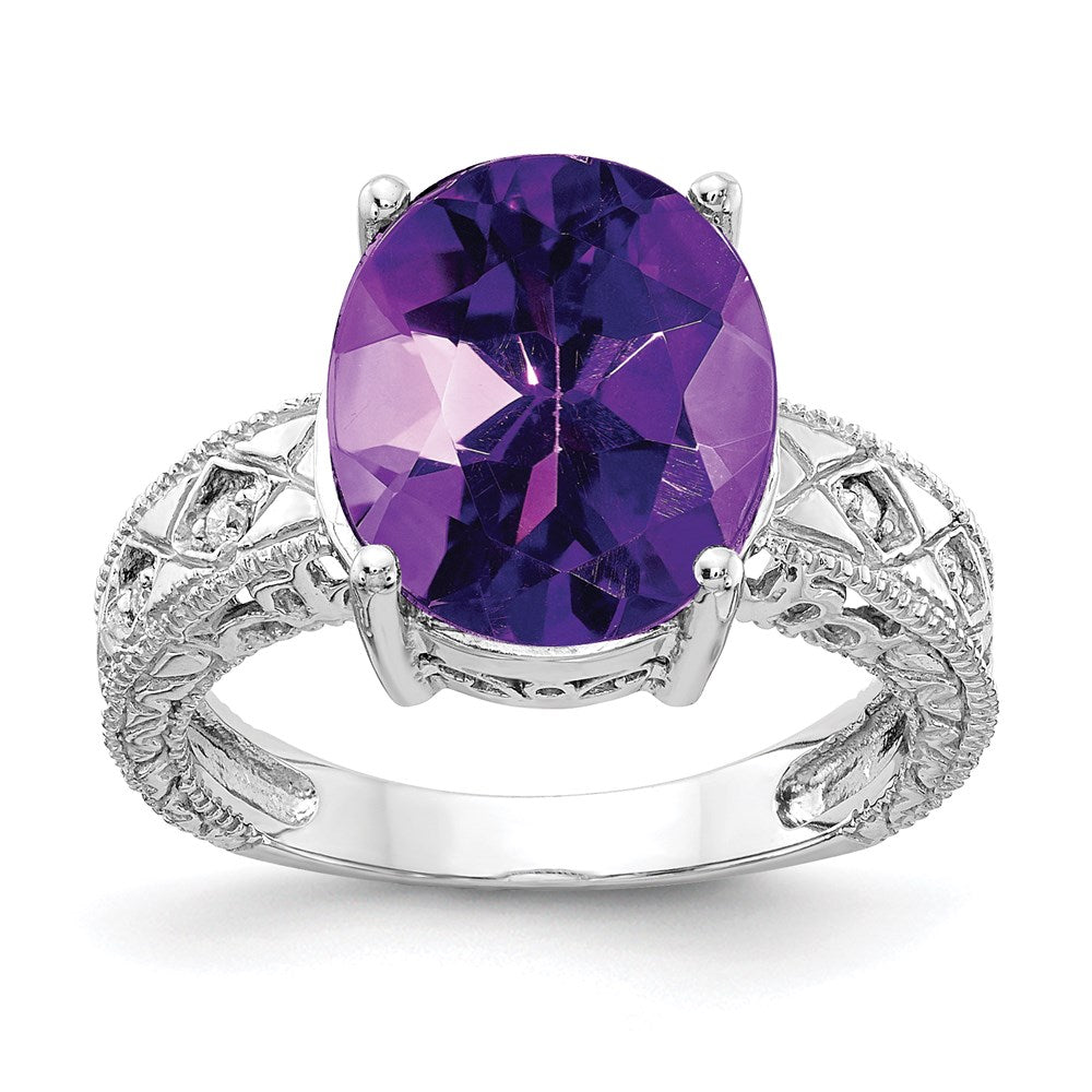 14k white gold 12x10mm oval amethyst a real diamond ring y2271am a