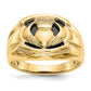 14K Yellow Gold AA Real Diamond and Onyx Mens Claddagh Ring
