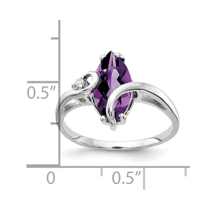 14k White Gold 12x6mm Marquise Amethyst A Real Diamond ring