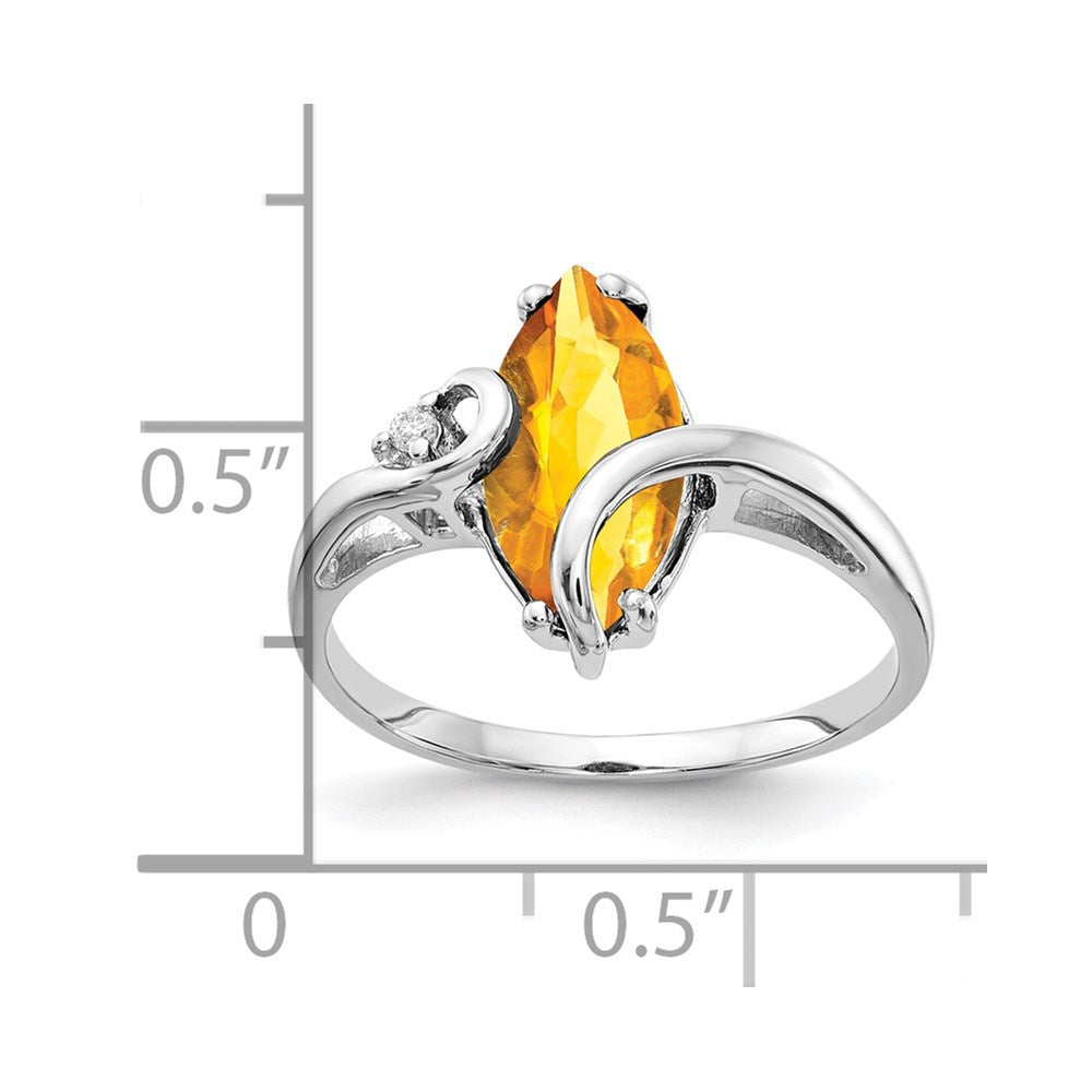 14k White Gold 12x6mm Marquise Citrine A Real Diamond ring