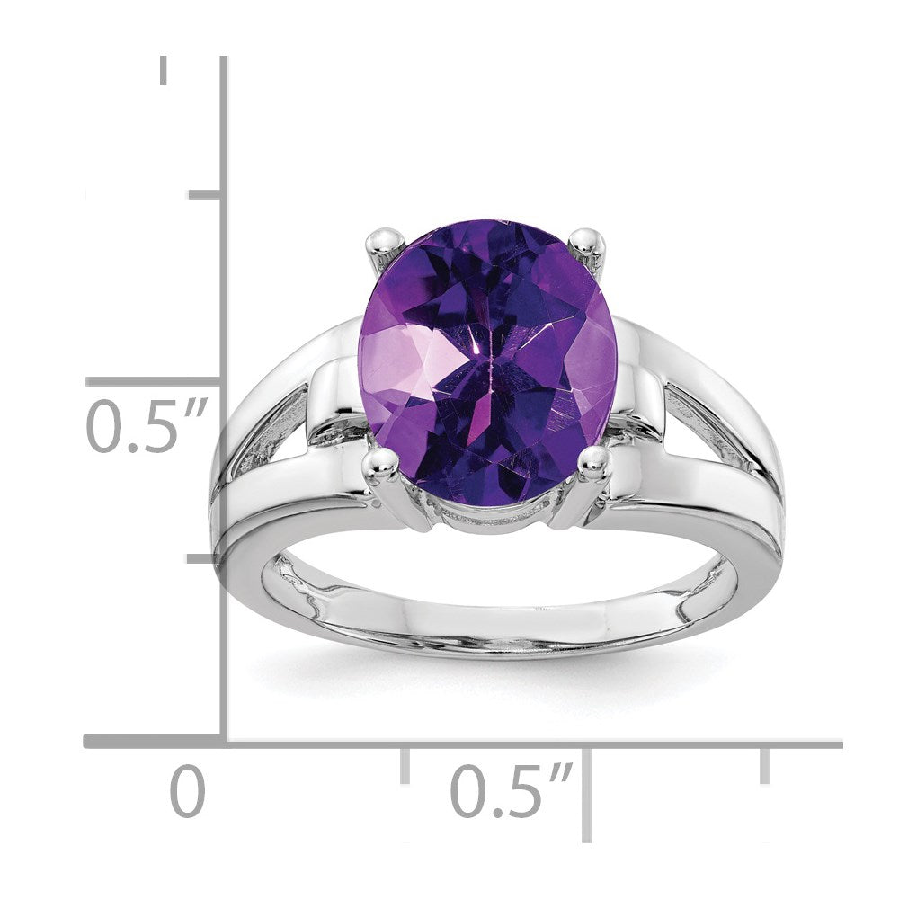 14k White Gold 11x9mm Oval Amethyst ring