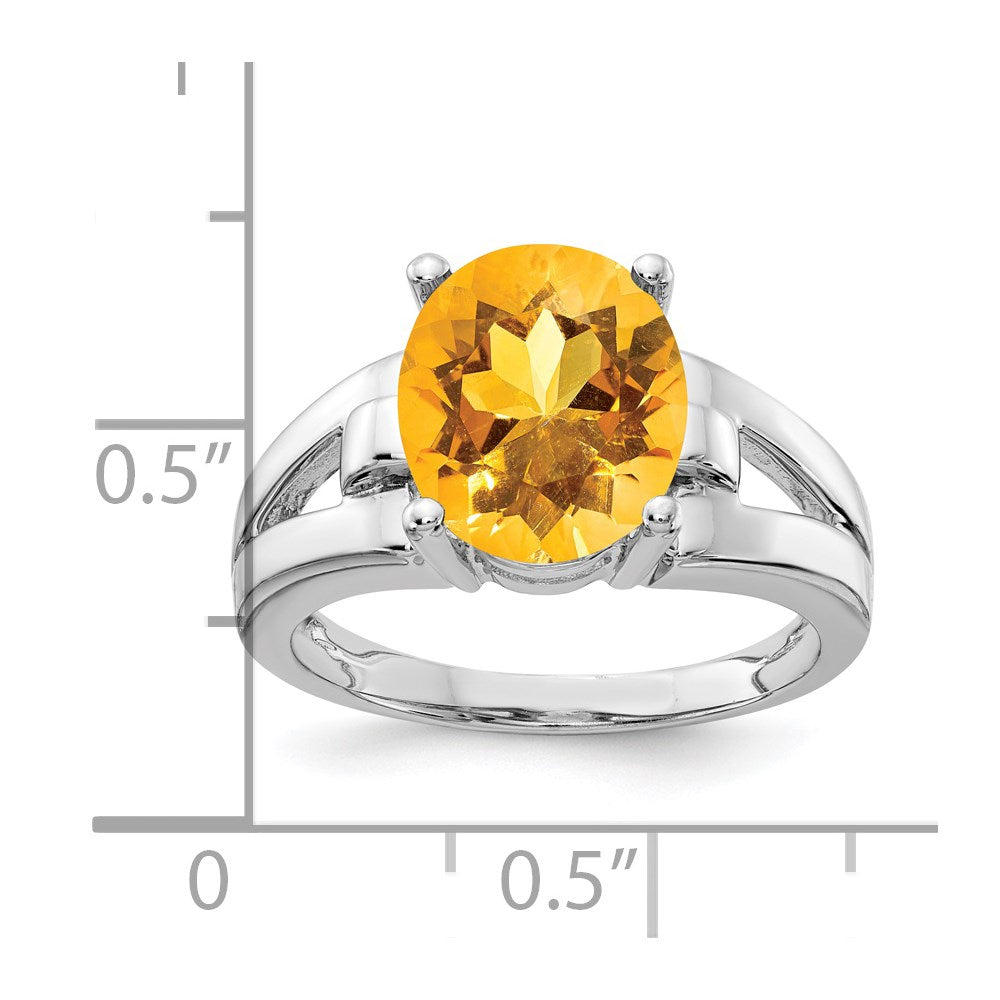 14k White Gold 11x9mm Oval Citrine ring