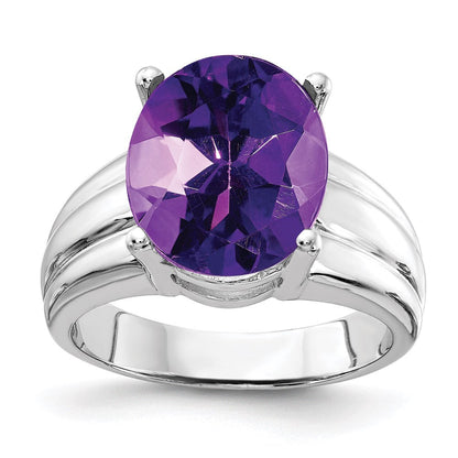 14k White Gold 12x10mm Oval Amethyst ring