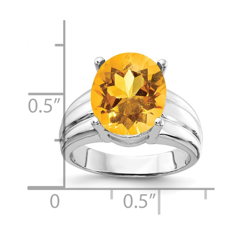 14k White Gold 12x10mm Oval Citrine ring
