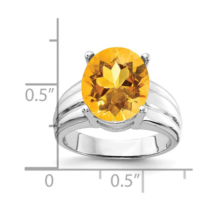 14k White Gold 12x10mm Oval Citrine ring