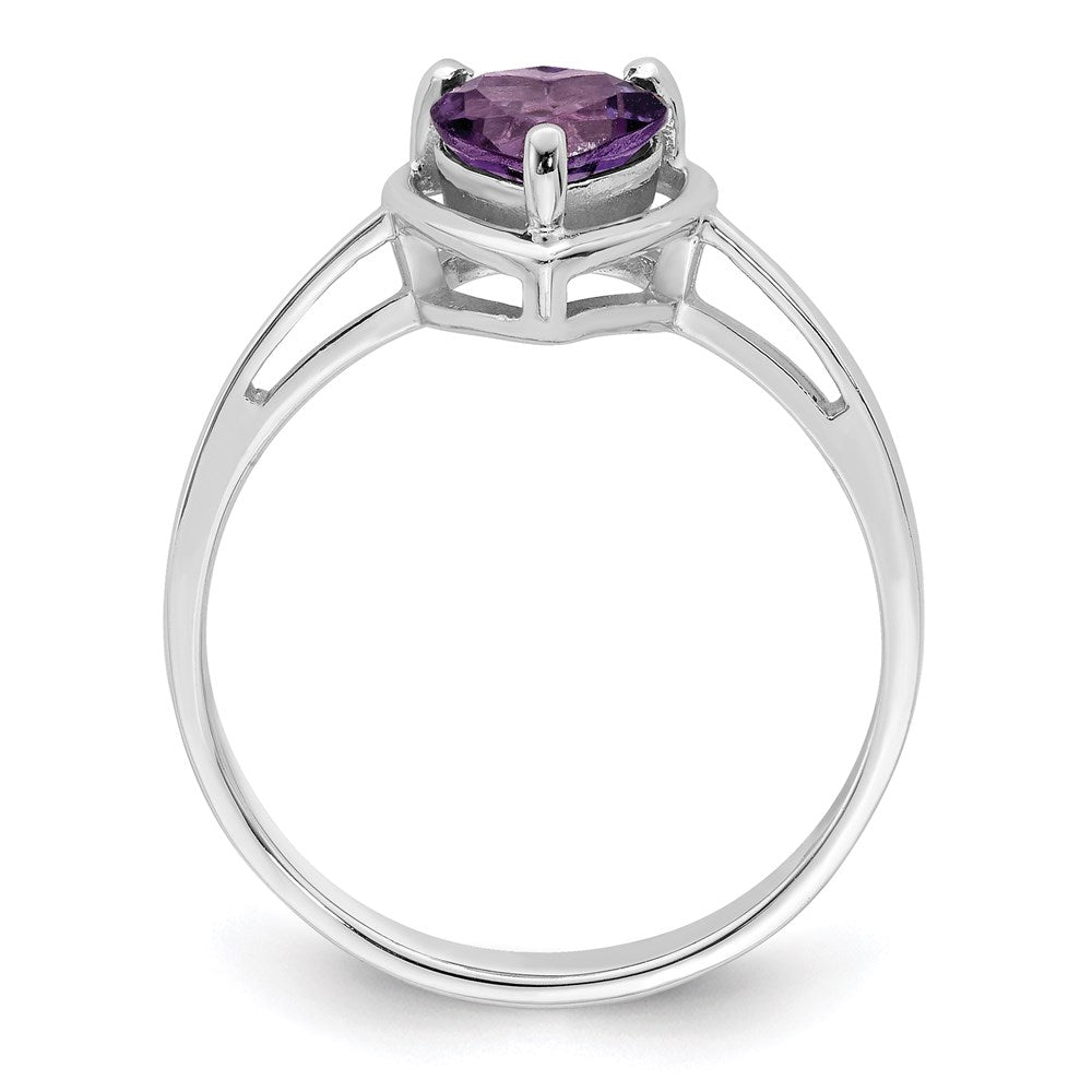 14k White Gold 6mm Heart Amethyst ring