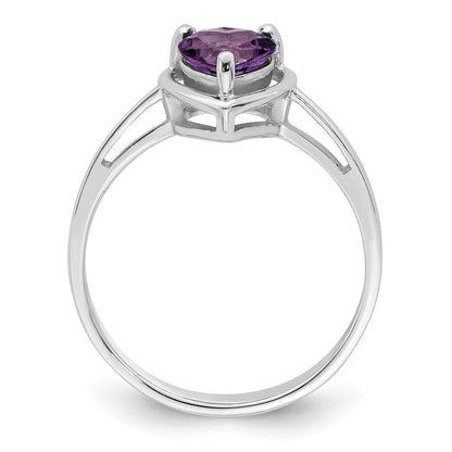 14k White Gold 6mm Heart Amethyst ring