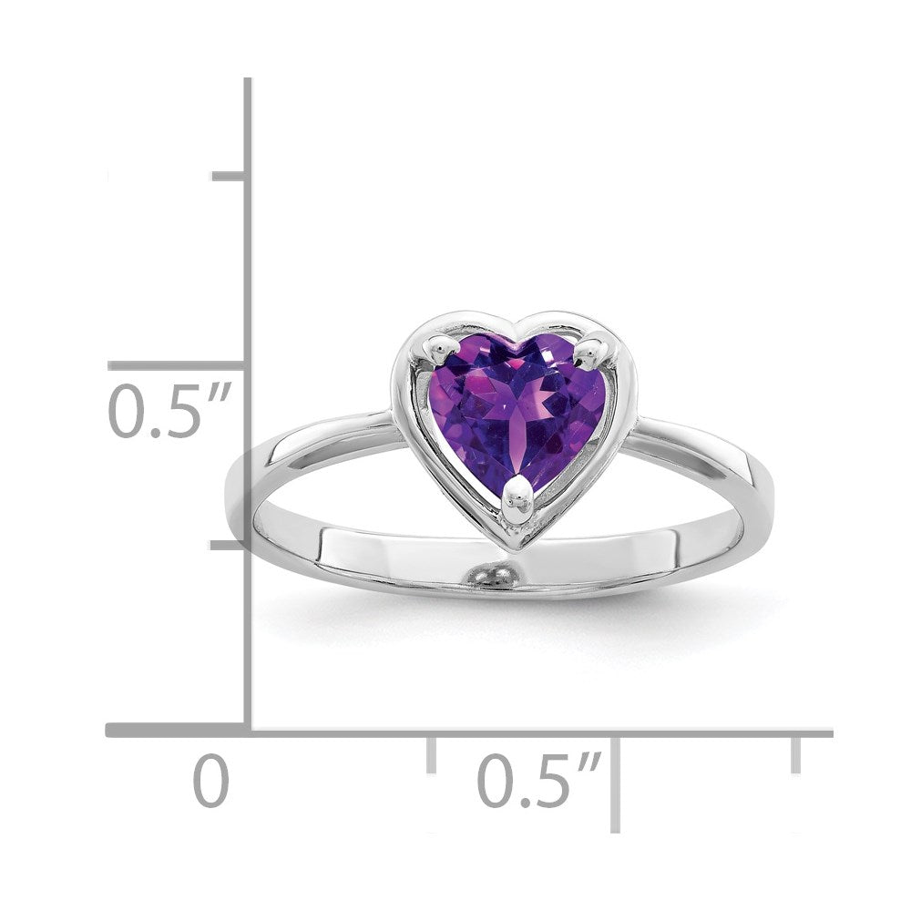 14k White Gold 6mm Heart Amethyst ring