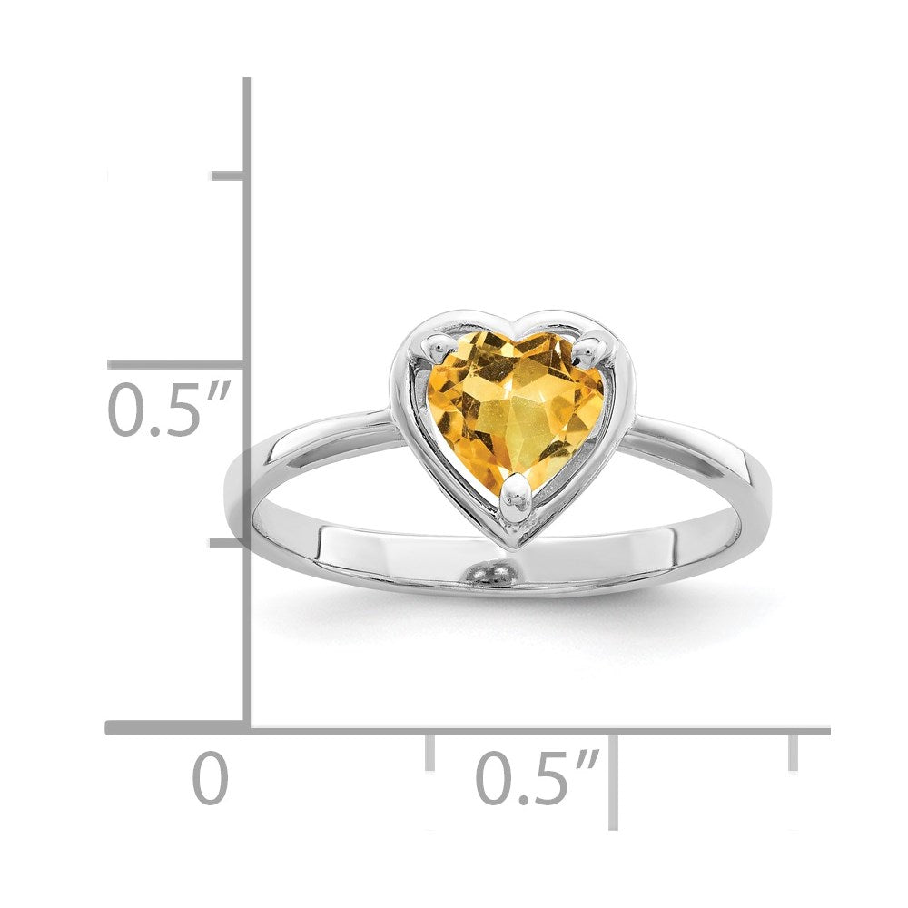 14k White Gold 6mm Heart Citrine ring