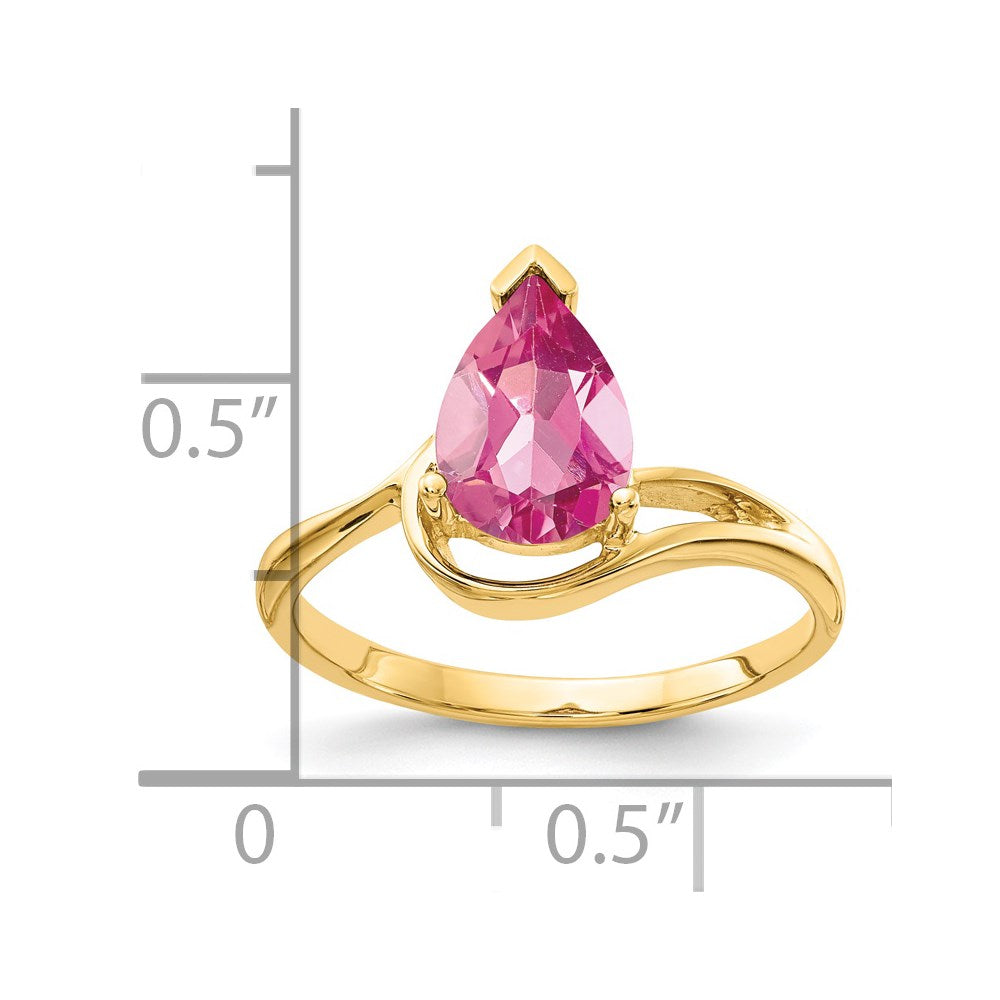 14k Yellow Gold Pear Shaped Pink Tourmaline Ring