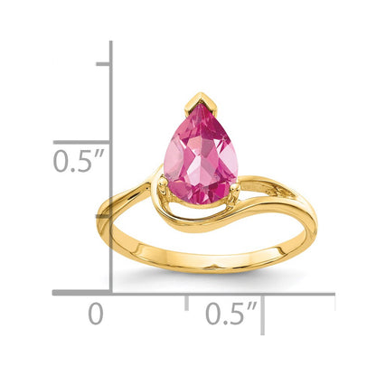 14k Yellow Gold Pear Shaped Pink Tourmaline Ring