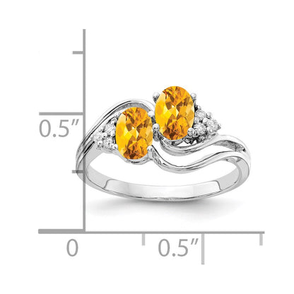 14k White Gold 6x4mm Oval Citrine A Real Diamond ring