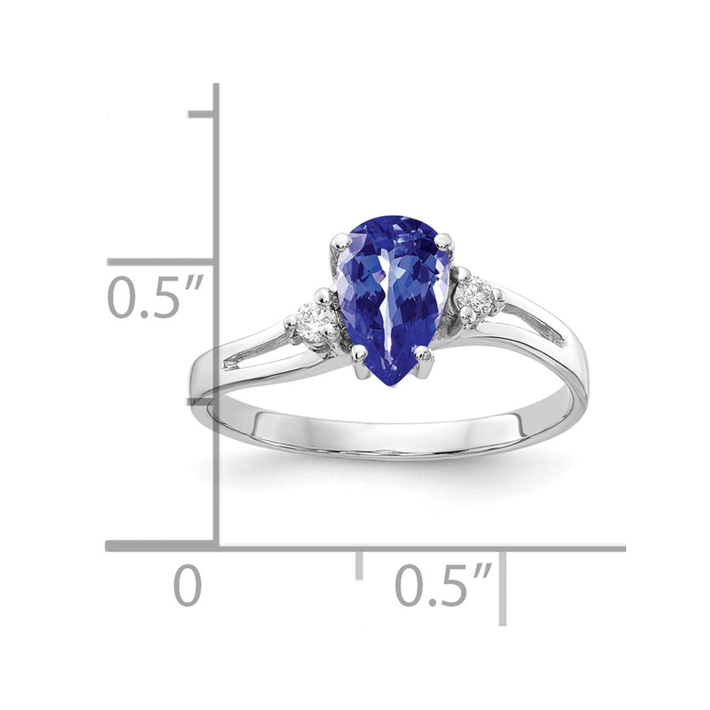 14k White Gold 7x5mm Pear Tanzanite A Diamond ring
