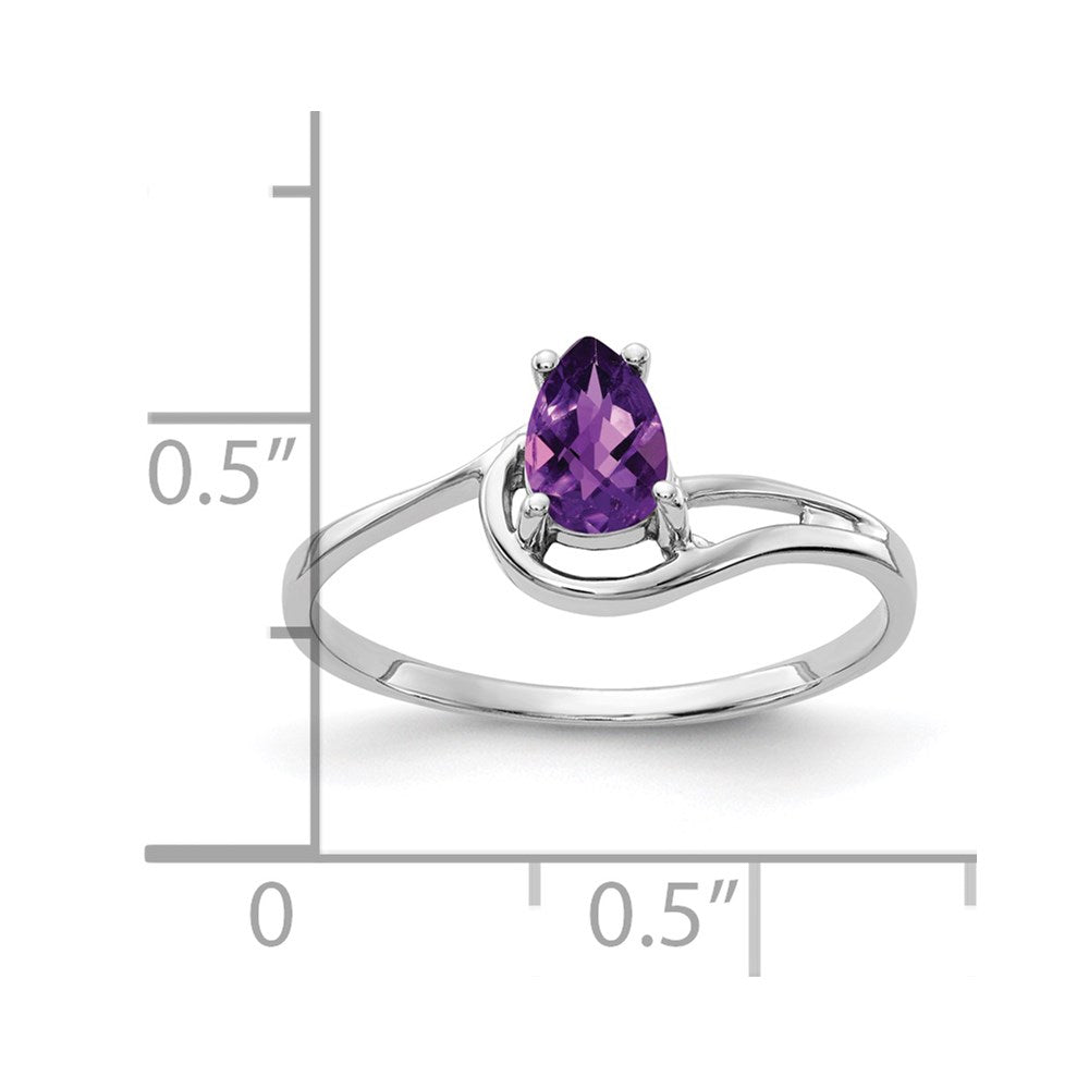 14k white gold 6x4mm pear amethyst checker ring y4627ac