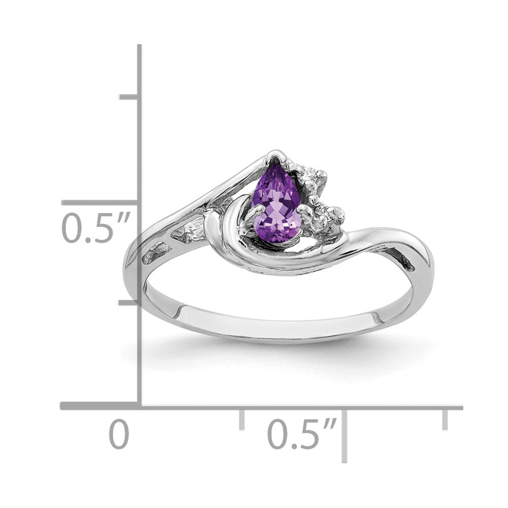 14k White Gold 5x3mm Pear Amethyst A Real Diamond ring